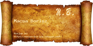 Macsa Borisz névjegykártya